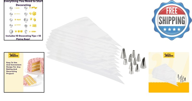 Ultimate 20-Piece Cake Decorating Kit - Stainless Steel Tips & Icing Bags gallery