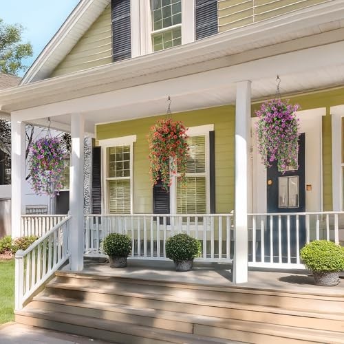 Artificial Hanging Flowers Plants for Outdoor Spring Decoration,2 PCS Red Brown gallery