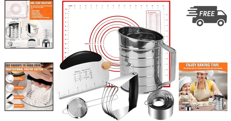 Baking Tools Set Pastry Cutter Biscuit Dough Sifter Strainer Mesh Mat gallery