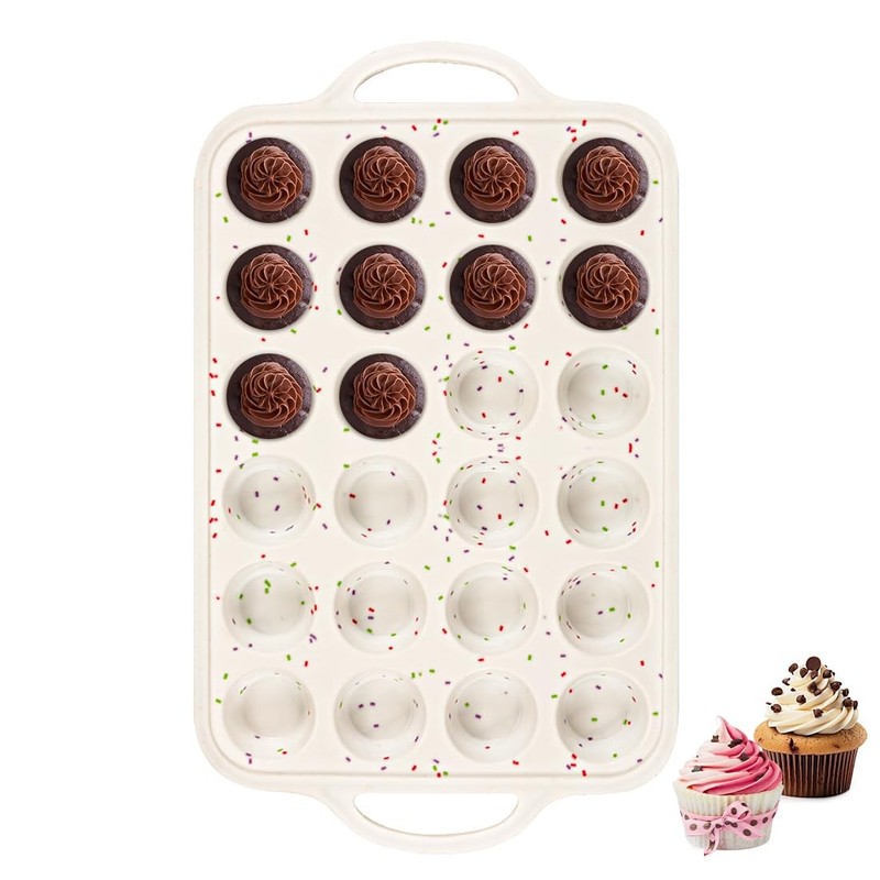 Fimary Silicone Mini Muffin Pan With Mini: 24 Cups×1pack, Creamy Confetti