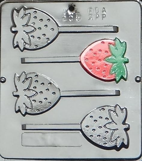 Strawberry Lollipop Chocolate Candy Mold 205 NEW gallery