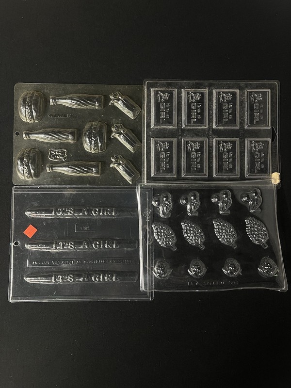 Lot of 17 Misc Vintage Chocolate Molds- Baby Flamingos Food Football Bunnies + gallery