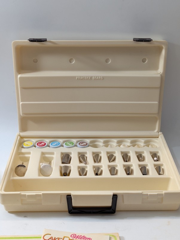Vintage Wilton Cake Decorating Kit Case With Tips and Books