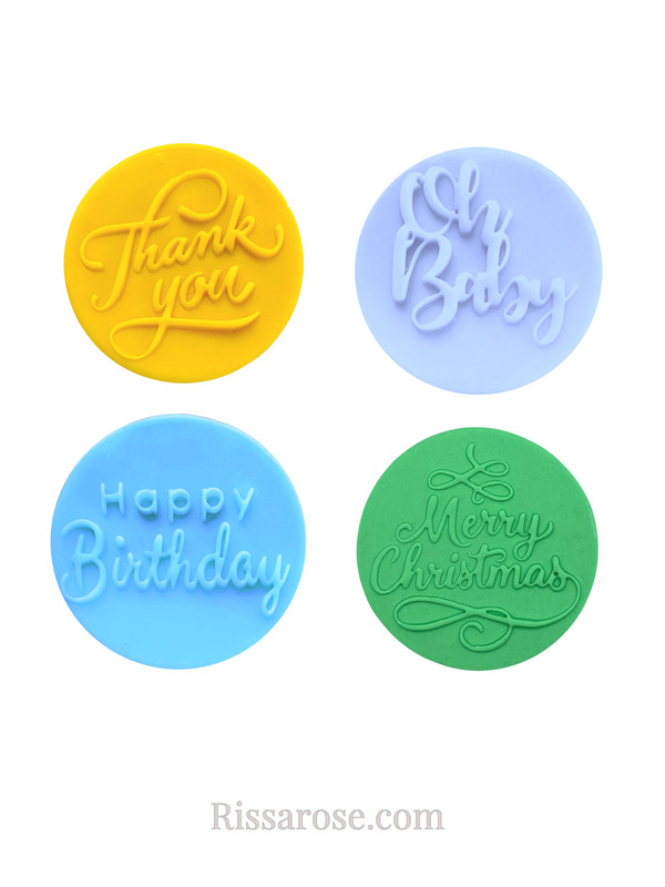 Merry Christmas Happy Birthday Thank You Oh Babay cookie Debosser Fondant Packag