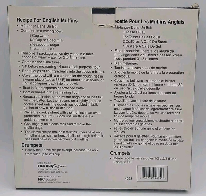 VTG New English Muffin Rings Set of 4 Fox Run Craftsman Tin Plated Steel Round gallery