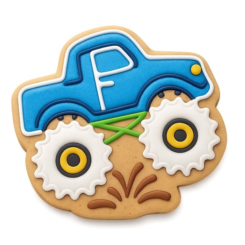 Jumping Monster Truck Cookie Cutter & Stamp - 4x3.4" Fun Baking Set gallery