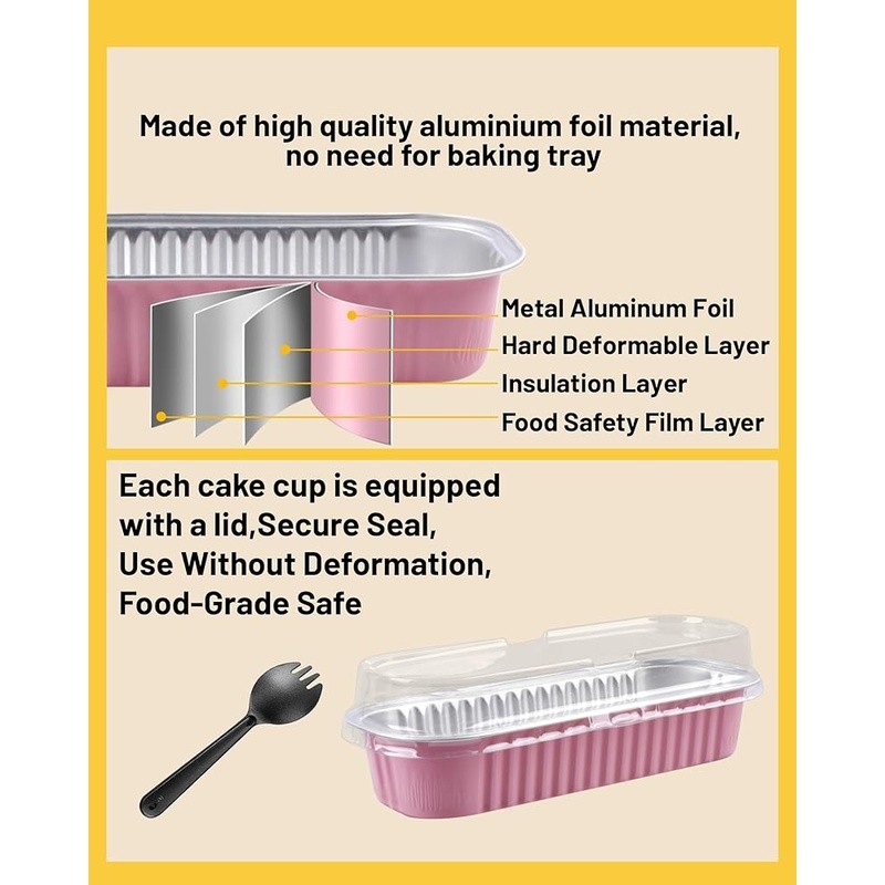 Mini Aluminum Foil Baking Cups W/ Lids & Spoons Party Desserts Camping New gallery