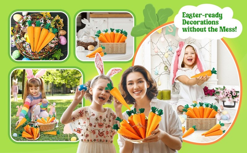 8 Pieces Easter Artificial Carrots Decor Fake Fabric Carrot Rustic gallery