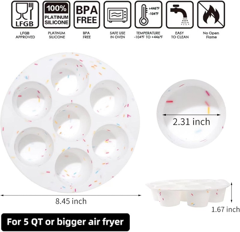 7-Cup Silicone Muffin & Tart Mold for Air Fryers - Dishwasher Safe & BPA Free gallery
