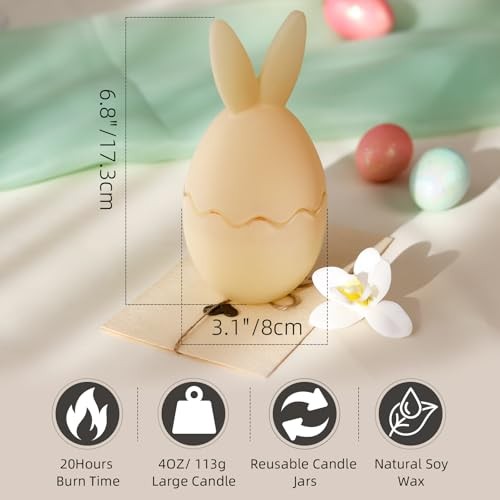 Vanilla Scented Candle, Bunny Spring Home Decor, Indoor Vanilla Bunny Candle gallery