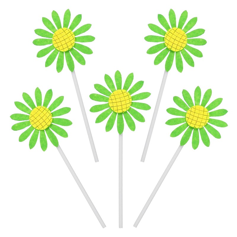 30 Pcs Daisies Cupcake Toppers, 2 x 2″ Flower Cupcake Toppers, Green