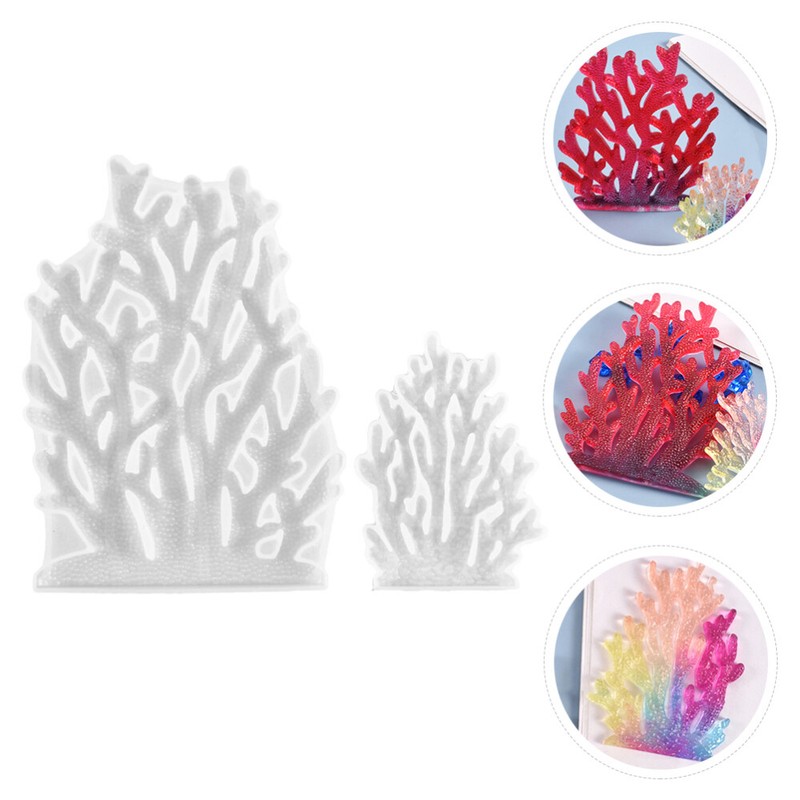 2 PCS Coral Table Mold Jewelry Casting Sea Life Silicone Epoxy Clay Chocolate gallery