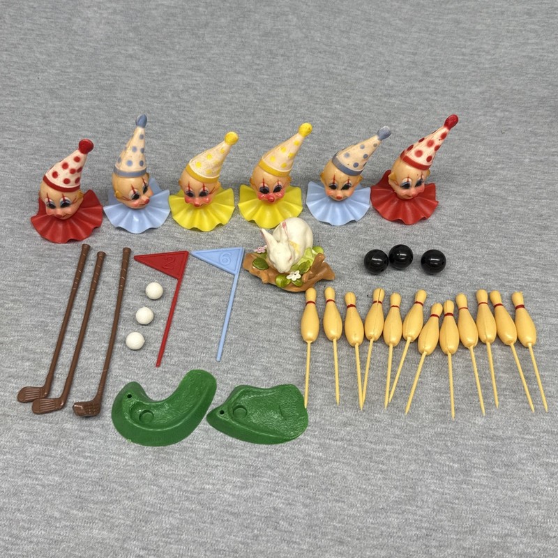 Vintage 1970’s Wilton Cake Toppers Lot – Clowns / Golf / Bowling
