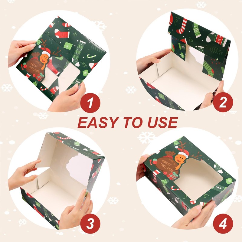 24 Pack Christmas Cookie Boxes (8.25x6x2.75 Inch) Treat for Gift Giving Bakery gallery