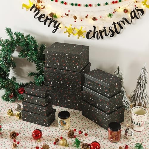 Christmas Boxes with Lids - Set of 10, Charming Festive Gift Boxes, gallery