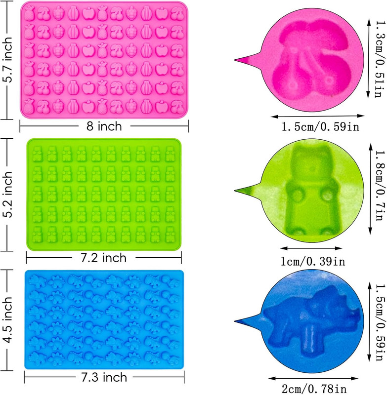 Gummy Candy Molds - Silicone Mini mini size, 3Psc gallery
