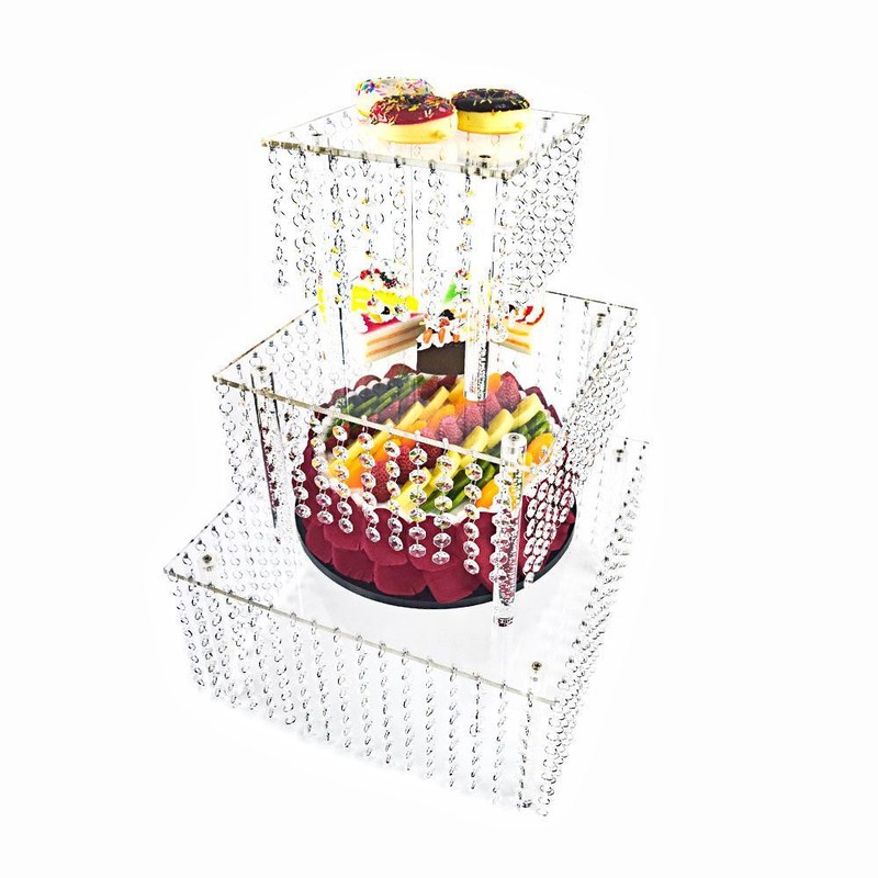 3 Pieces Cake Stands Tabletop Clear Cake Stand for Display and Decoration gallery