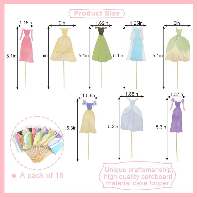 Princess Party Cupcake Topper - Princess First Birthday Party Decoration,Dress gallery