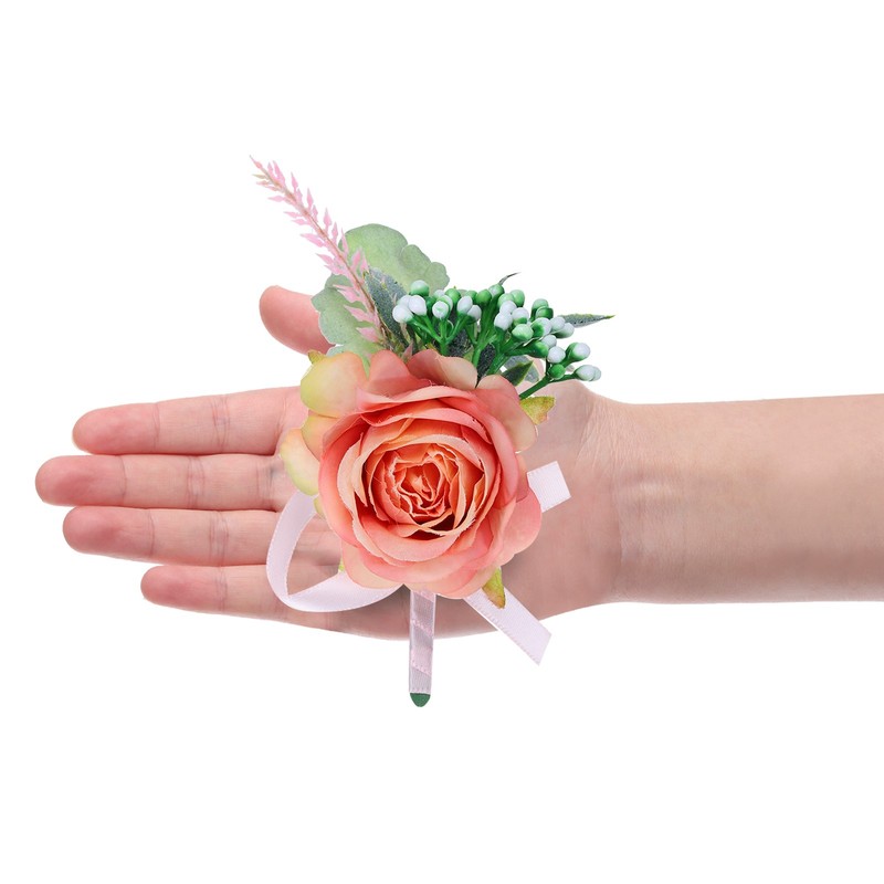 Rose Boutonnieres for Men Pack of 6 Groom Boutonnieres for Prom,14x9cm Light Red