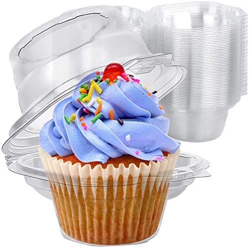 50 Pack Individual Cupcake Boxes - Stackable Plastic Holders for Muffins & Treat gallery