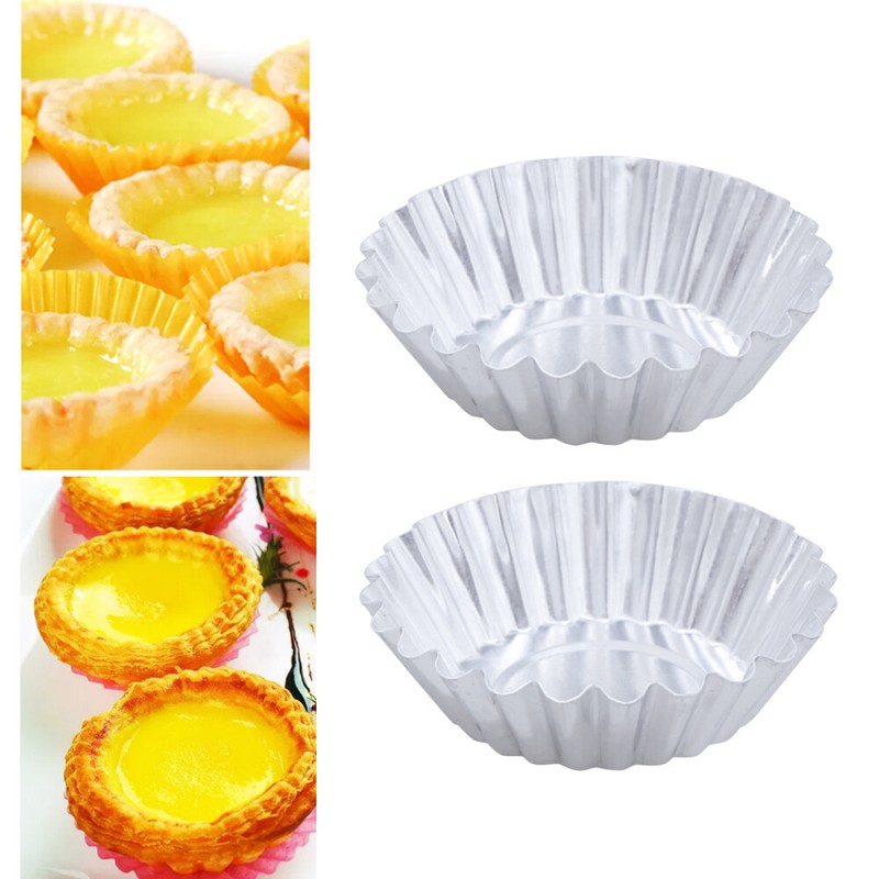 10pcs Ripple Alloy Egg Tart Mold Flower Shape Cupcake and Muffin Baking Cup
