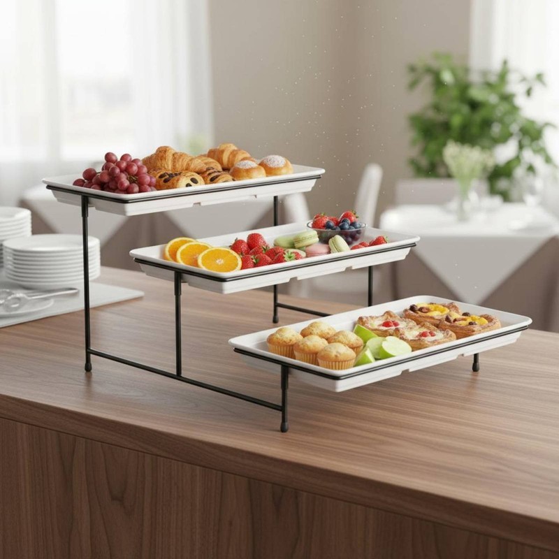 Three-Tier Dessert Stand Easy to Clean 3 Tier Serving Stand Elegant for Hotel gallery