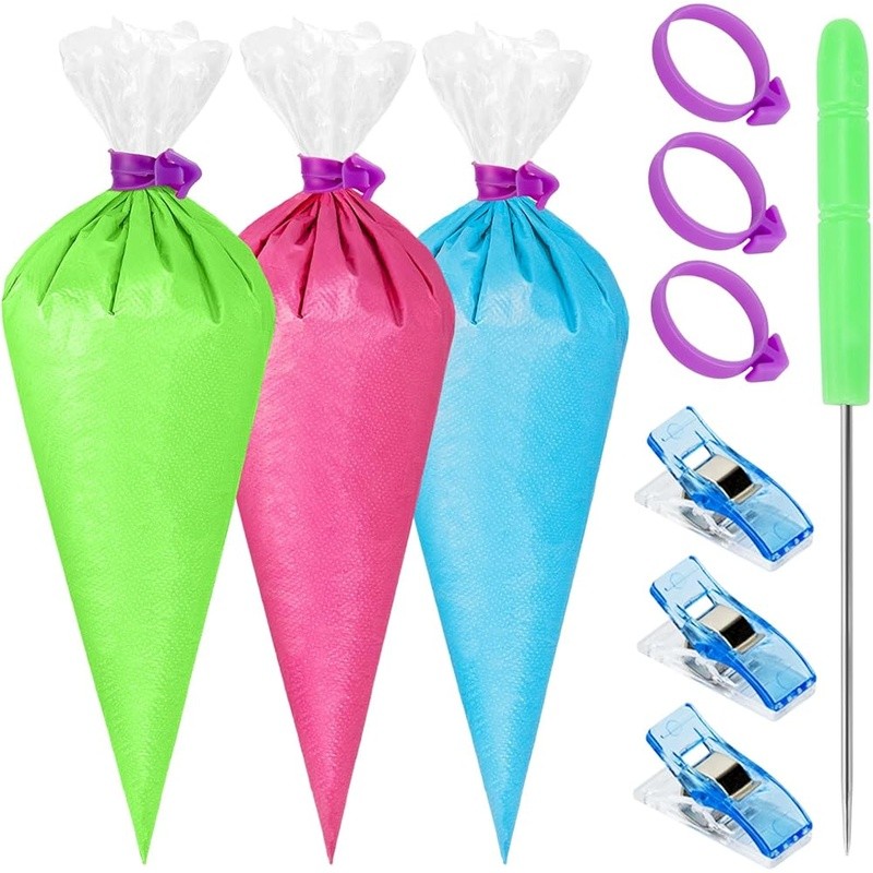 107 Pcs Disposable Piping Bags Pastry Decorating Set W/ Ties Clips Needle New gallery