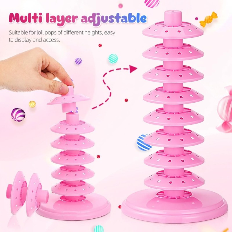 Adjustable Multi-Tier Lollipop Stand 10.62X5.31X5.31In Plastic Candy Holder D... gallery
