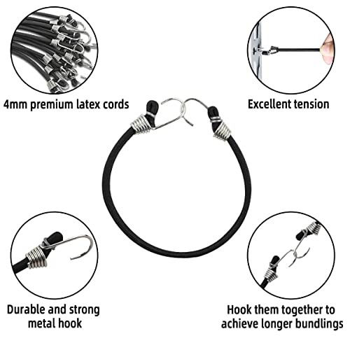 15 Pack Heavy Duty Bungee Cords with Hooks 11 Inch Mini Rubber Bungee Cord gallery