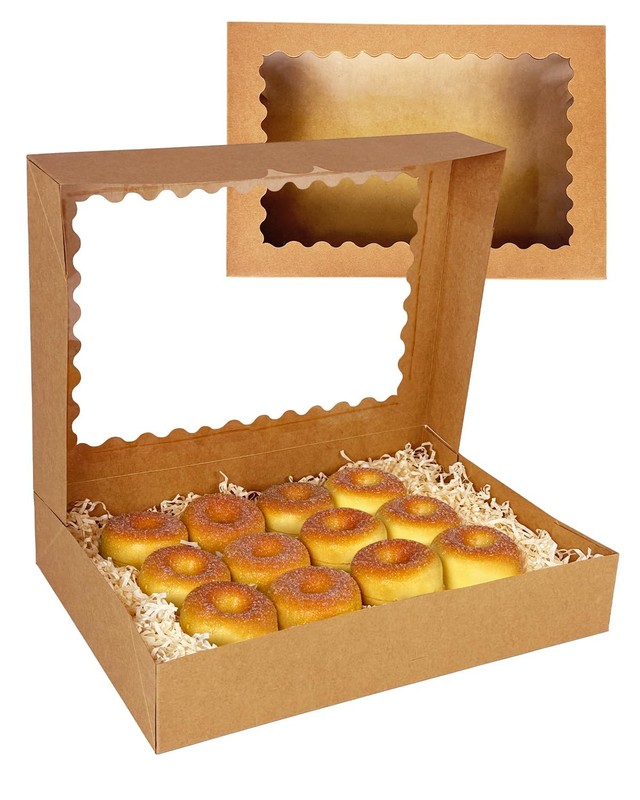 24 PCS AutoPop Up Brown Cookie Box Window 14x10x2.5" Bakery Pastry Macaron gallery