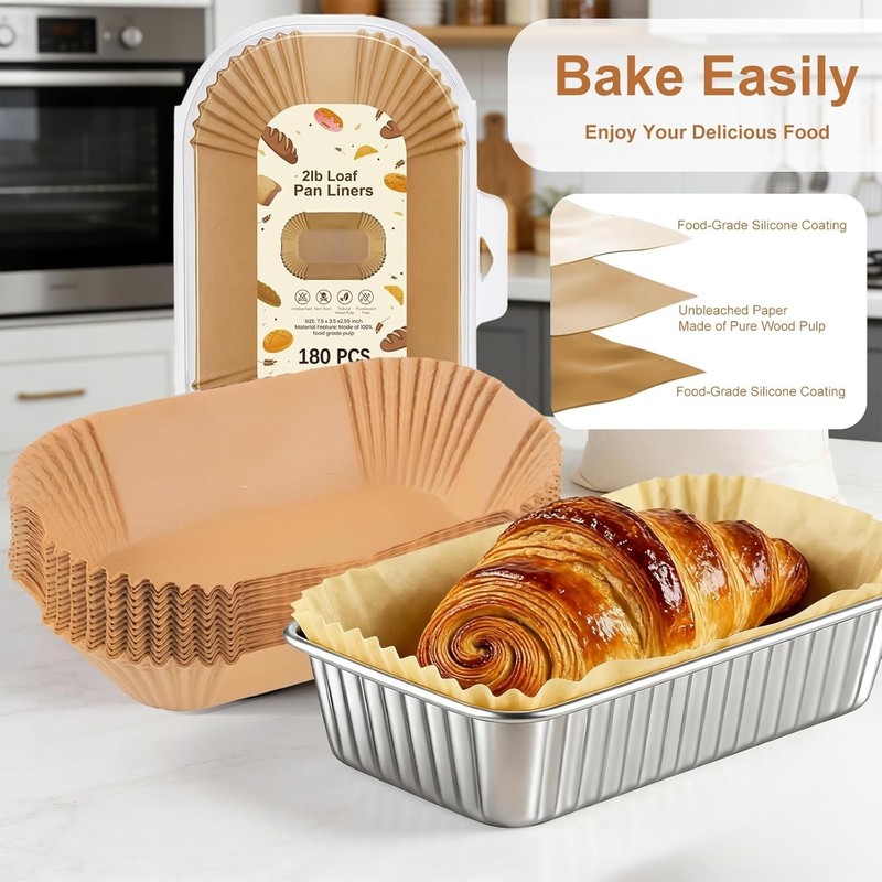 Multi-Purpose Disposable Baking Liners 9x5 Inch for Bread & Treats - 180 PCS gallery