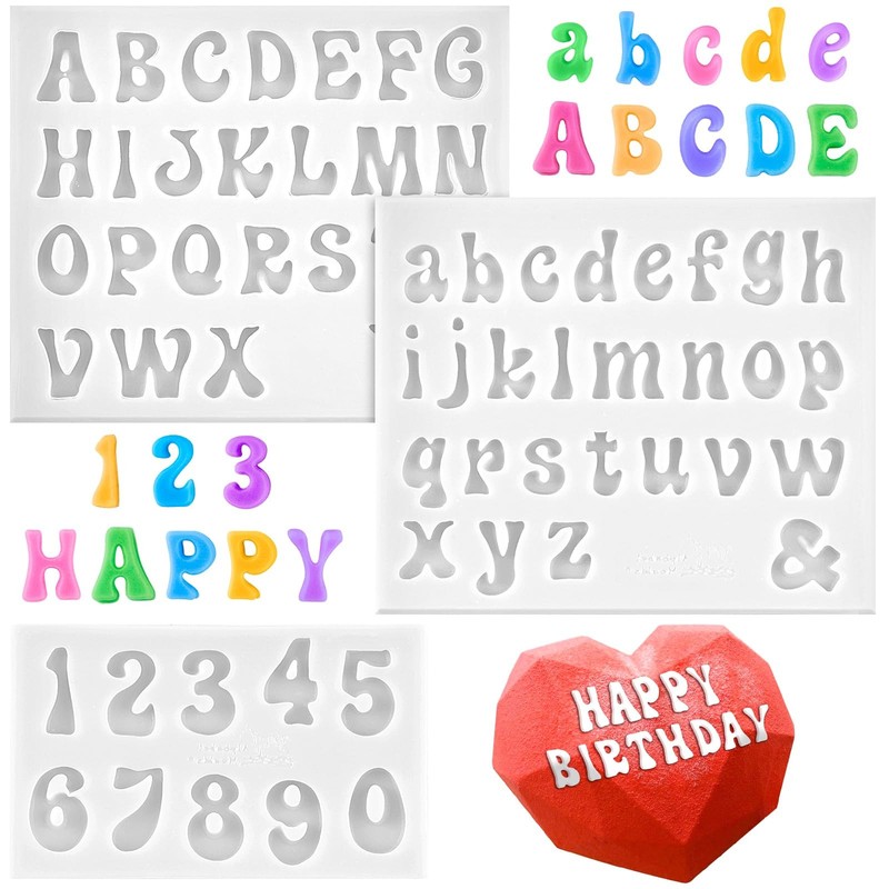3 PCS Silicone Number Letter Molds Non-Stick Fondant Chocolate Candy Cake