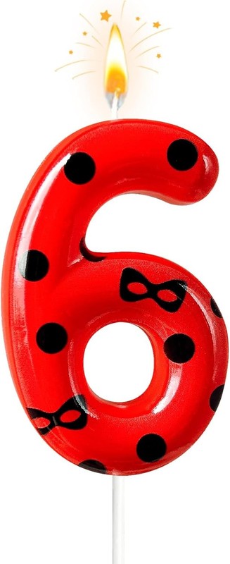 Number 6 Candle, Patterned Birthday Cake Candle, Suitable for Children’s