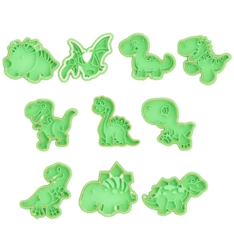 3D Printed Dinosaur set Dino Stamp Cookie Cutter 10-Piece Set | Baking Mold Gift