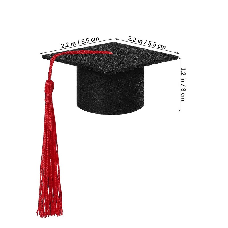 4Pcs Mini Graduation Caps Bottle Covers Felt Graduation Hat Decorations Black gallery