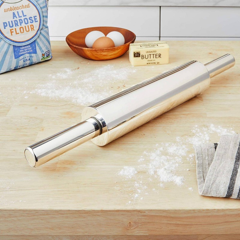 Fox Run Stainless Steel Rolling Pin, 18.5 x 2.6 x 2.8 inches, Metallic Silver gallery