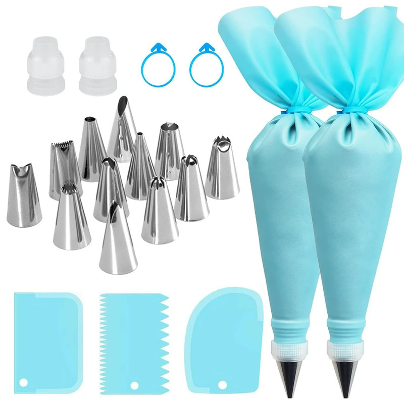 Piping Bags Cake Decorating Tools Reusable Silicone Pastry Bag Stainless Steel N gallery