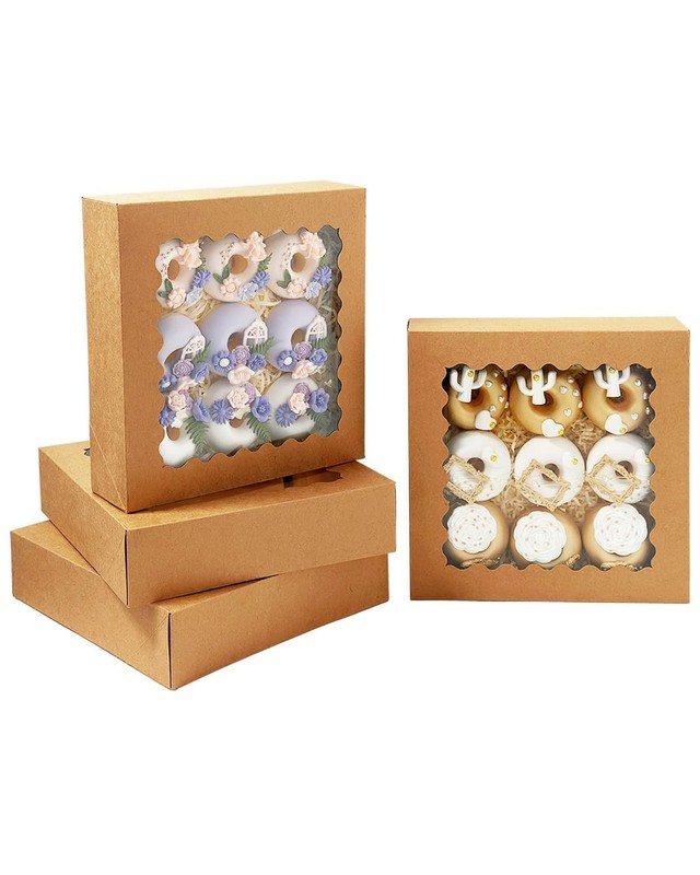 55pcs Brown Pie Boxes 8x8x2.5 inches Easy Assemble Macaroon Bakery Boxes Cook... gallery