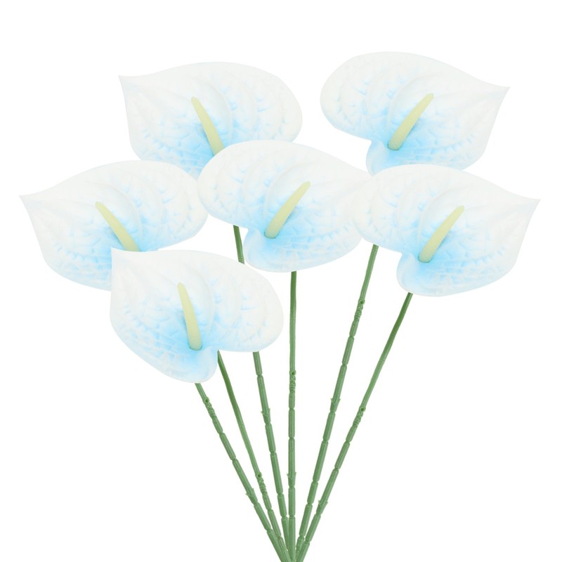 6Pcs, 13″ Artificial Anthurium Lily Flowers Floral Bouquet Decor Blue White