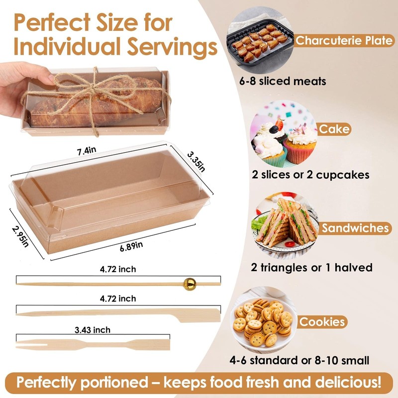 40 Pack Charcuterie Boxes with Clear Lids, 150 Pcs Cocktail Picks, Small Char... gallery