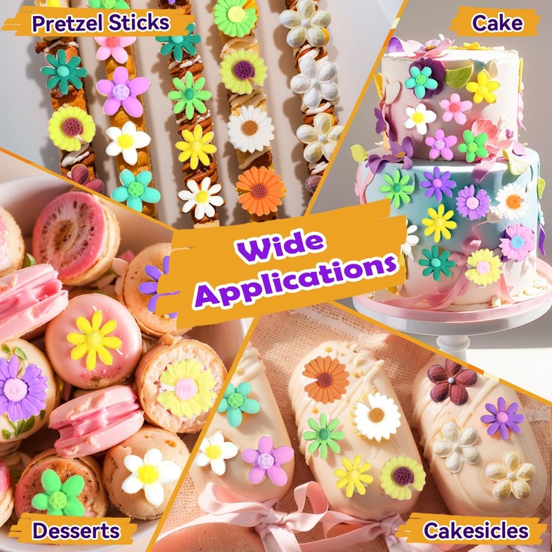 5Pcs Flower Silicone Mold, Mini Flower Fondant Chocolate Silicone Molds for B... gallery