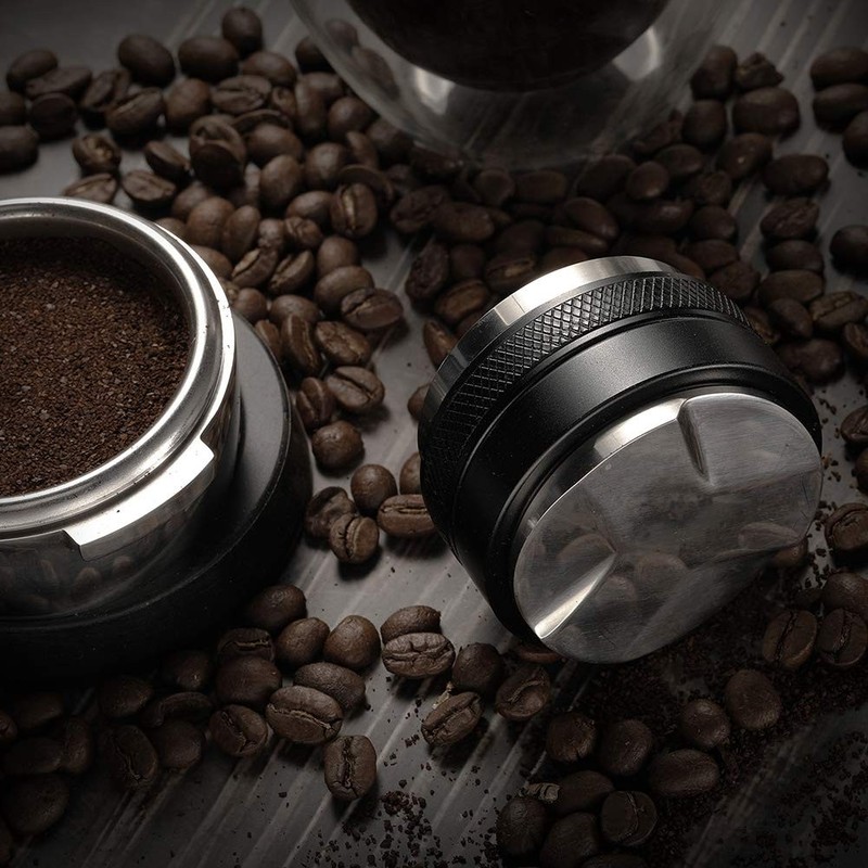 53mm Coffee Distributor and Tamper, Dual Head 53 mm, Black gallery