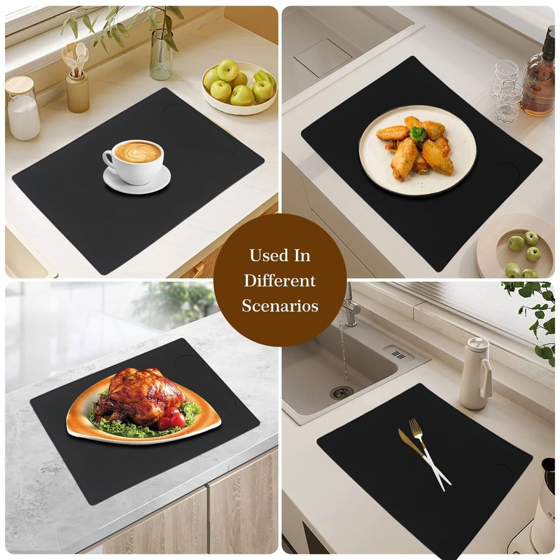 USEAMIE Silicone Mat Under Coffee Machine With Lip Automatic L, black gallery