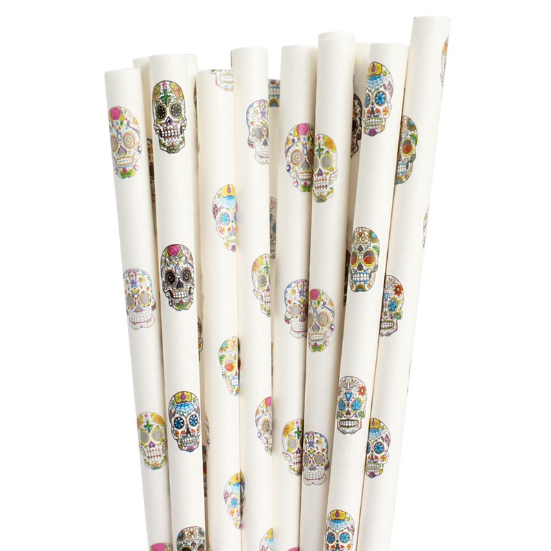 Multi Color Skull Cake Pop Party Straws