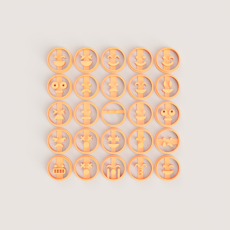 Emoji Cookie Stamp Grin Smile Laughing Wink Blush Sad Cry