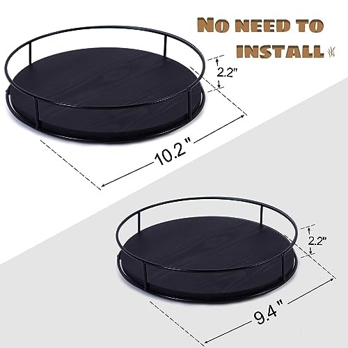 [ 2 Pack ] Black Wood Lazy Susan Organizers with Steel 9" & 10" Blcak Wood gallery