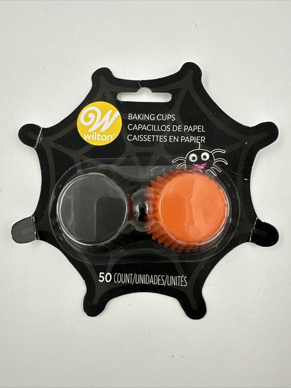 Wilton MINI Baking Cups Cupcakes Nuts Candy 50 count Black Orange NIP