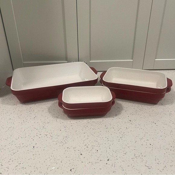 5 KITCHENAID Vibrant Red Ceramic Baking Dishes | 2x Small, 2x Medium, 1x Large gallery