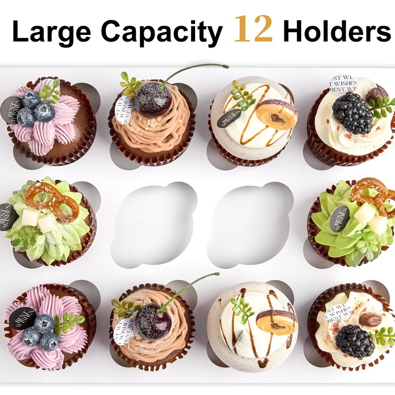 Kucoele 12 Count Cupcake Boxes, 2 Pack White Cupcake Containers with Windows ... gallery