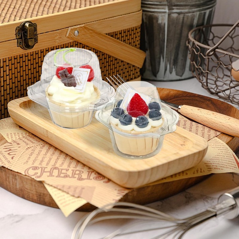 50 Pack Individual Cupcake Containers, Plastic Cupcake Boxes with Lids, Stack... gallery